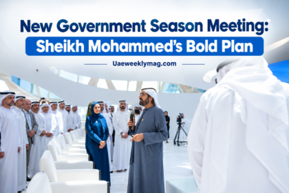 Sheikh Mohammed leading the New Government Season Meeting in Dubai