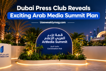 Dubai Press Club platform setup at the Arab Media Summit 2026
