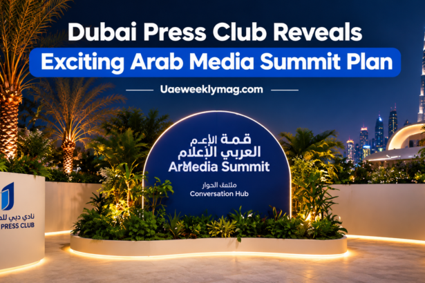 Dubai Press Club platform setup at the Arab Media Summit 2026